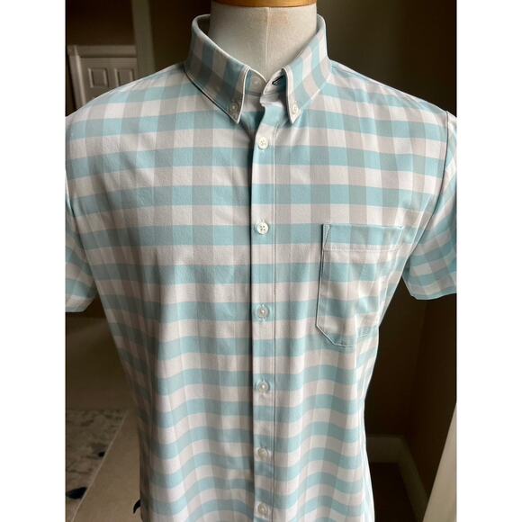 Mizzen+Main short sleeve blue, gray plaid performance menswear size XL trim - Picture 2 of 4